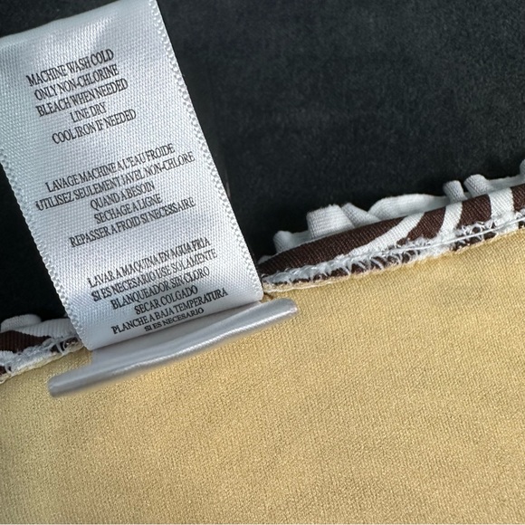 BCBGMaxazria Swim Zebra Print Ruffled Swim Bikini Bottoms in Brown/White - Picture 6 of 6